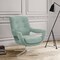 Armen Living Quinn Contemporary Adjustable Swivel Accent Chair in Polished Steel Finish with Spa Blue Fabric LCQUCHSB - alternate 3